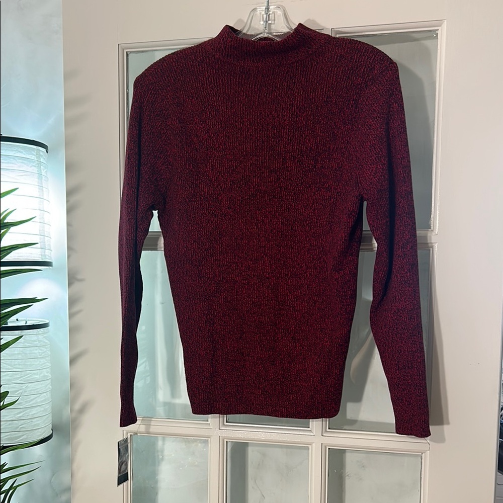 Elegant Red Turtleneck Sweater with Fine Knit